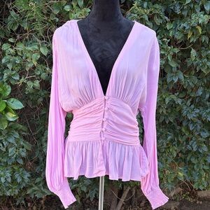 ASOS Long Sleeve Pink Cottagecore Coquette Top Shirt Blouse Corset Size 8